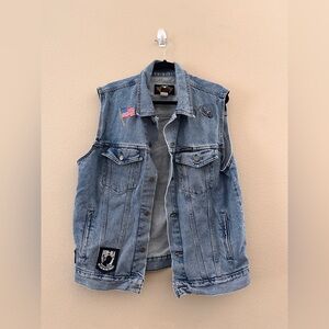 Vintage Denim Blue Harley Davidson Motorcycle Vest Jacket - Size L (Unisex)